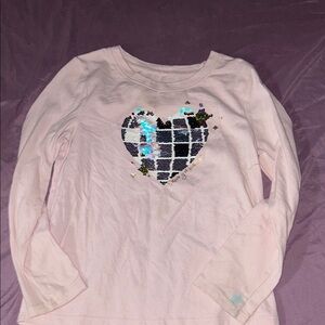 Cat & Jack Pink and Black Long Sleeve Tee with Heart Design